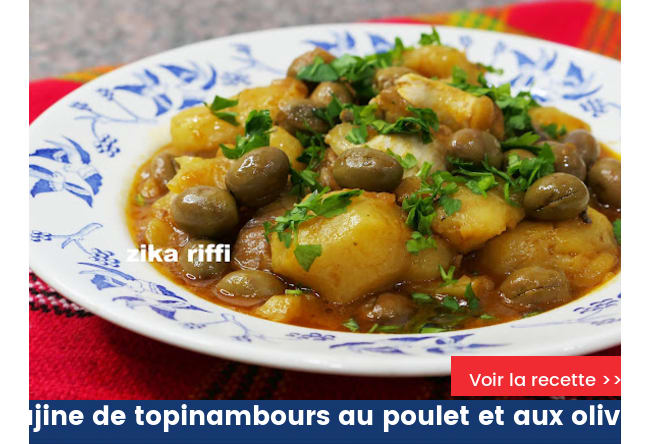 Tajine de topinambours au poulet et aux olives